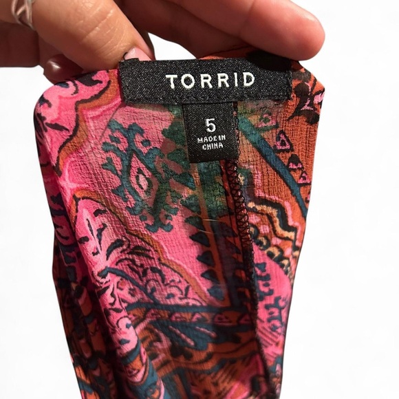 Torrid Boho Tribal Kimono Duster Pink Rust Print Size 5 (5x) - Picture 11 of 12